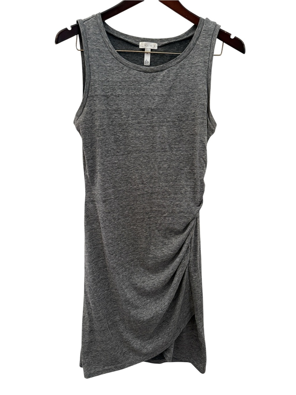 Leith heathered Charcoal Gray Sleeveless form-fitting Midi Dress w/ Side ruching